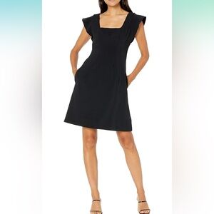 🍊 Lark & Ro ruffle flutter sleeve fit and flare black XL extra large dress